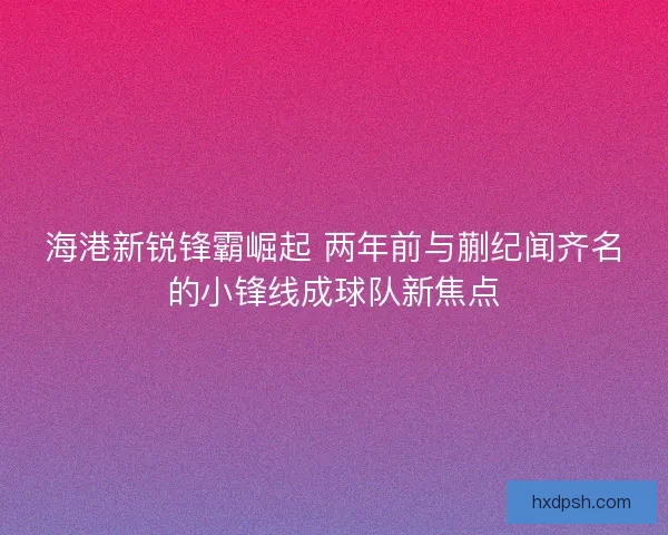 海港新锐锋霸崛起 两年前与蒯纪闻齐名的小锋线成球队新焦点